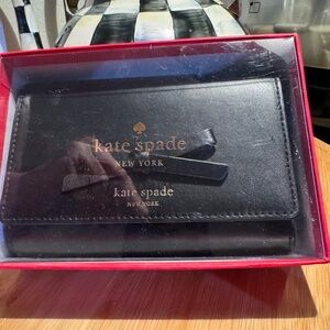 Kate Spade Black Leather  Sawyer Street Callie Clutch Wallet Trick-Fold